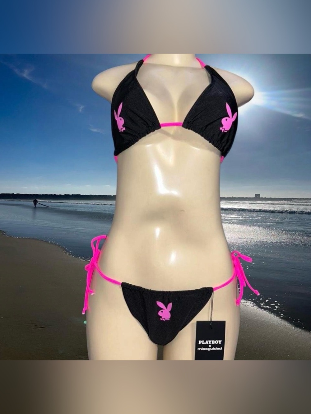 PLAYBOY Black Bikini with Hot Pink Accents